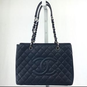 Chanel Black GST Tote silver hardware